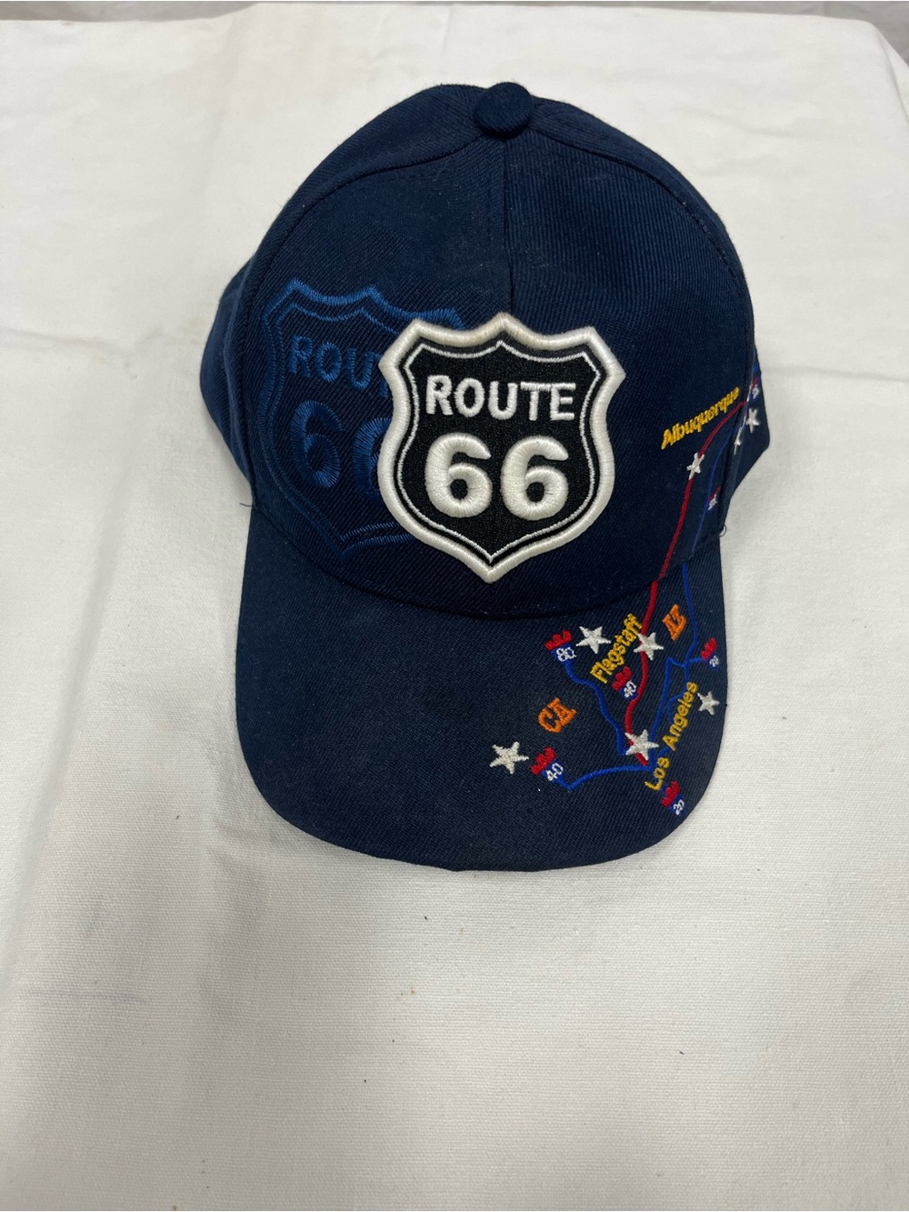 Route 66 Navy Blue Embroidered Baseball Cap